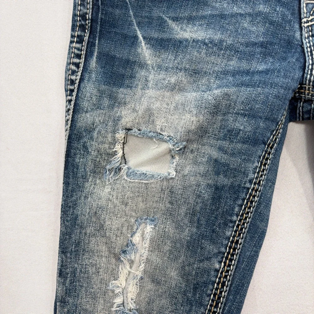 Rock Revival Jeans Sun Boot Distressed Embroidered Blue Women Size 26